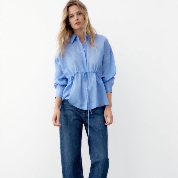 Zara Tops - Zara Blue & White Stripe Top